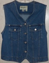 EXCELLENT WOMENS Eddie Bauer DISTRESSED BLUE JEAN TRUCKER VEST  SIZE M - £20.14 GBP