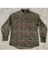Cabela&#39;s Deerskin Soft Chamois Shirt Mens L Green Flannel Southwest Azte... - £33.63 GBP