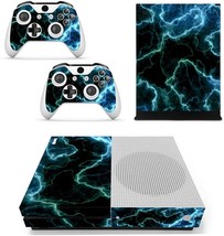 Fottcz Vinyl Skin For Xbox One Slim Console &amp; Controllers Only,, Cyan Light - £23.97 GBP