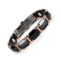 Black Charm Ceramic Tungsten Steel Bracelet Health Care Magnetic Link Br... - $74.59