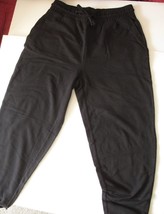 Women&#39;s Black Drawstring Sweatpants Tapered Leg, Side Pockets Size L - $15.84