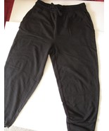 Women&#39;s Black Drawstring Sweatpants Tapered Leg, Side Pockets Size L - $15.84