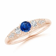 ANGARA Aeon Vintage Style Sapphire and Diamond Three Stone Engagement Ring - £799.58 GBP