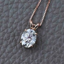 3Ct Oval Solitaire Simulated Gemstone Pendant Chain 14k Rose Gold Plated Silver - £73.04 GBP