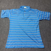 Vintage LL Bean Polo Shirt Men Large Blue Striped Pocket Front Single St... - £18.04 GBP