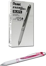 NEW Pentel EnerGel 12-Pack Retractable Gel Pens .5mm Pink w/Black Ink BLN75PWPA - £14.86 GBP