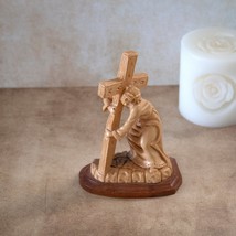 Genuine Olive Wood Jesus Carrying the Cross Statue, Jesus Sculpture Hand... - £195.83 GBP