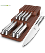 Japanese Stainless Steel Knife Block Set, Kitchen Knife Set with Wooden ... - $181.26