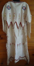 Women&#39;s Handmade Buckskin Powwow Wedding Dress, Plains Indian Beads Whit... - £219.46 GBP