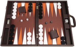 Open Box! 19&quot; Silverman &amp; Co. Leatherette Backgammon Set - Dark Brown  - £74.72 GBP