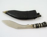 Kukri Knife Vtg Gurkha Blade w/ Leather Sheath &amp; Mini Blades Lion Head I... - $140.28