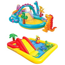 Intex Dinoland Kiddie Inflatable Pool &amp; Inflatable Ocean Backyard Kiddie... - $226.92