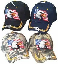 Usa Flag Patriotic Eagle Feather Eggs Adjustable Embroidered &quot;Acu&quot; Cap Hat - £16.07 GBP