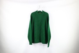 Vintage 60s Streetwear Mens Large Chunky Ribbed Knit Crewneck Sweater Green - £46.93 GBP