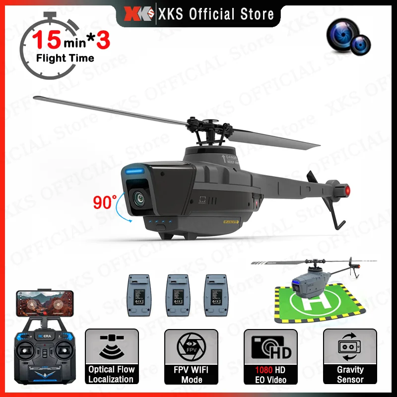 C127 C128 RC Helicopter 2.4G 6G System 4CH Remote Control 1080P Camera Wifi FPV - £125.72 GBP+