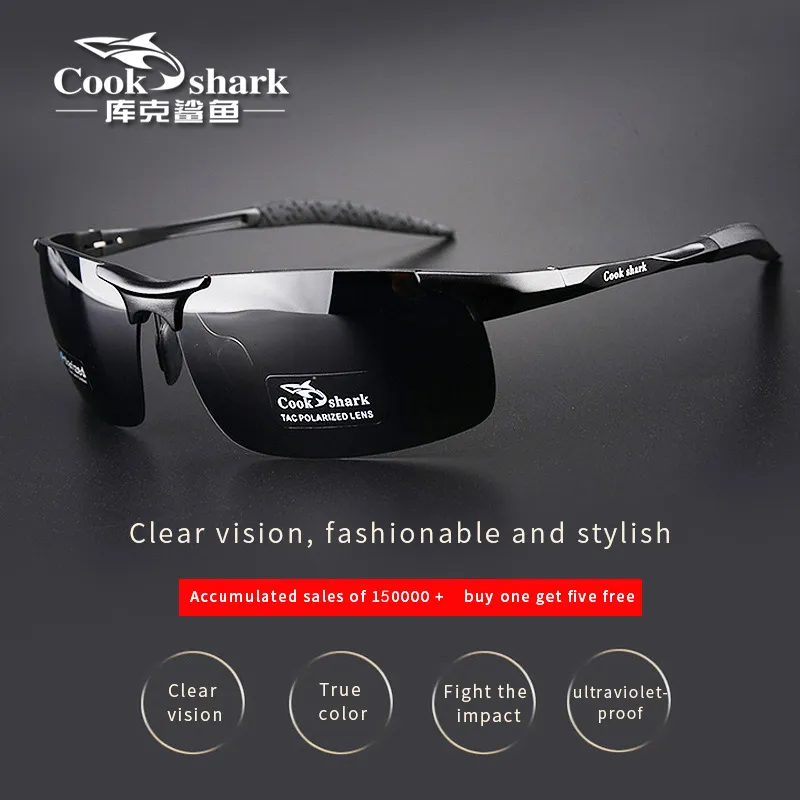 Cook Shark&#39;s new aluminum magnesium sunglasses men&#39;s HD polarized driving driver - £27.82 GBP