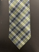 VTG Pierre Cardin Slim Tie 100% Silk Green Blue White Black Plaid 2.75&quot; - $9.90