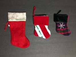 3 Small Christmas Stockings Decorations - £3.74 GBP