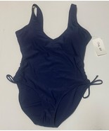 Daly Kate Swimsuit One Piece Navy Blue Sz L V-Neck Light Padding - $14.99