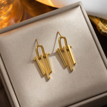 18k Gold Wind Chimes Stud Earrings - whimsical, chic. Sleek, trendy, vermeil - £45.29 GBP