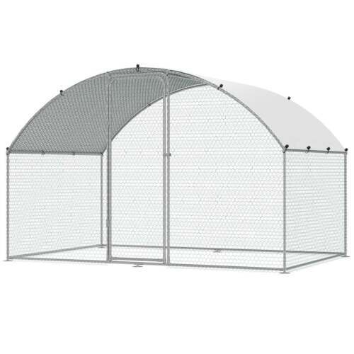 Chicken Coop, 9.8x6.5x6.5ft Walk-in Large Metal Chicken Run for Yard with Waterp