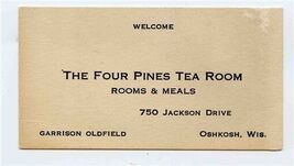 The Four Pines Tea Room Business Card Jackson Drive Oshkosh Wisconsin - $11.88