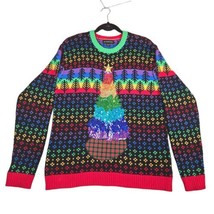 Blizzard Bay Small Ugly Christmas Sweater Rainbow Tree Bling Sequins - £18.99 GBP