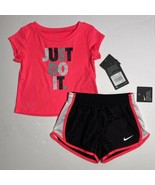 Nike Baby JDI Dri-Fit T-Shirt &amp; Shorts Set Outfit Pink Black Sz 24M NEW - £19.12 GBP