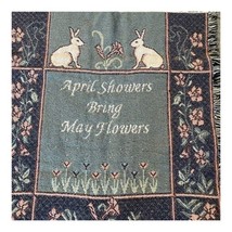 April Showers Bring May Flowers Spring Easter Tapestry Rug Wall Hanging MWW VTG - £36.76 GBP
