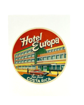 Luggage Label Repro Sticker Exotic Travel Hotel Europa San Jose Costa Rica - $9.74