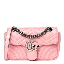 Gucci Calfskin Matelasse Mini GG Marmont Shoulder Bag Wild Rose - £1,654.66 GBP