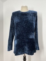 Orvis S Deep Blue Chenille Crew Neck Pullover Knit Relaxed Sweater - £21.18 GBP