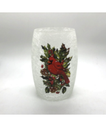 Ganz Crackle Glass Cardinal Holly Christmas Holiday Jar 6&quot; Candle Holder - $26.72