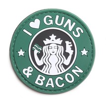 5ive Star Gear PVC  I Love Guns and Bacon 2.25&quot; Round Morale Hook + Loop... - $12.27