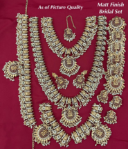 Bollywood Style Indien Mat Plaqué Or Collier D Ceinture Temple Parure Bijoux - £73.45 GBP