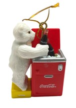 Coca Cola Christmas Tree Ornament Polar Bear Getting a Coke out of Cooler 1.7&quot; - £12.79 GBP