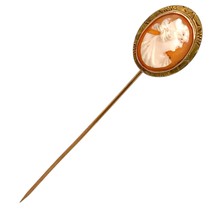 Vintage Oval Cameo 14k Yellow Gold Pin / Brooch 1.7g - $318.50
