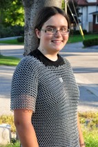 Aluminum Butted Chainmail Half Sleeve silver color Haubergeon Costume ph... - £70.07 GBP