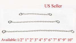 Solid Sterling Silver Extender Safety Rope Chain Necklace Bracelet Spring Lock - £4.72 GBP