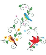 3-Pc. Birds Perched on Flower Branch Wall Art Trio Hanging Metal Sculptu... - $45.91 CAD