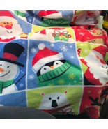 Holiday Time Christmas Fleece Throw Blanket 48&quot;x58&quot;  Festive Snowmen &amp; S... - $13.89