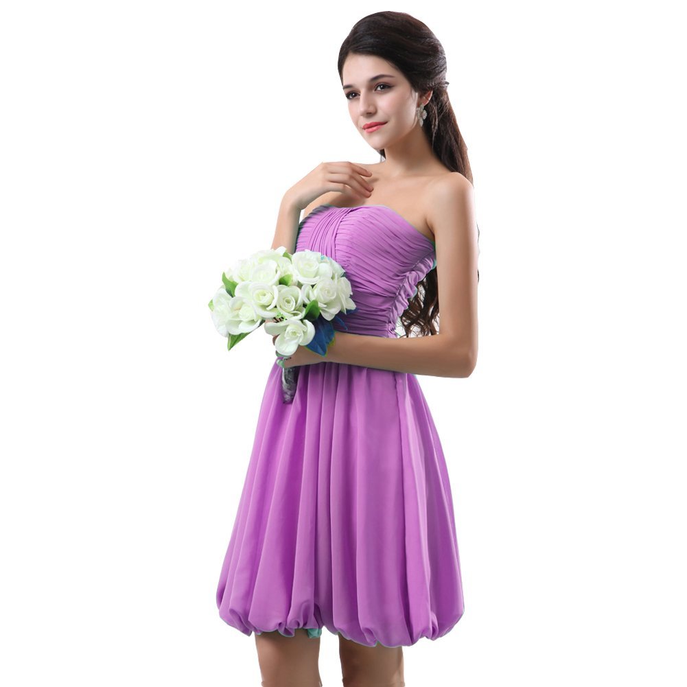 Kivary Women's Short Pleated Beach Bridesmaid Dresses Knee Length Light Purple U