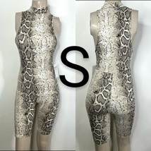 Taupe Snakeskin Print Biker Shorts Romper~Size S - $27.12