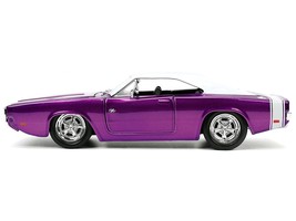 1970 Dodge Charger R/T Purple Metallic with White Top and Tail Stripe - $47.95