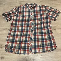 Fred Perry Slim Fit Plaid Button Down Short Sleeve Shirt Sz XL Checkered... - £31.31 GBP