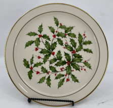 Lenox  Holiday Holly Berry 12 1/2 in Round Chop Plate Platter Cake Gold ... - £38.78 GBP