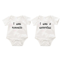 I was Planned , I was a Surprise dual baby bodysuit romper, Twin set rom... - $28.99