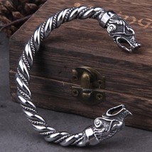 Viking Fenrir Wolf Head Bracelet Björn Arm Ring Oath Ring Wristband Armband Cuff - £20.74 GBP