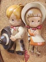 Collectible Burwood Plaques Cowboy & Cowgirl Set Made of Plastic 3D Homco - $22.49