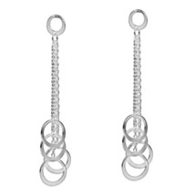 Long Tiered Donut Circle Strands .925 Silver Earrings - £17.36 GBP